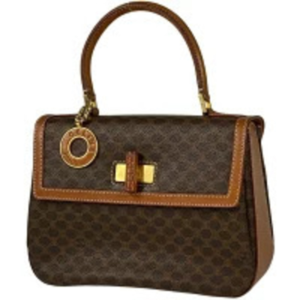 Celine Macadam handbag turn lock closure circle canvas brown